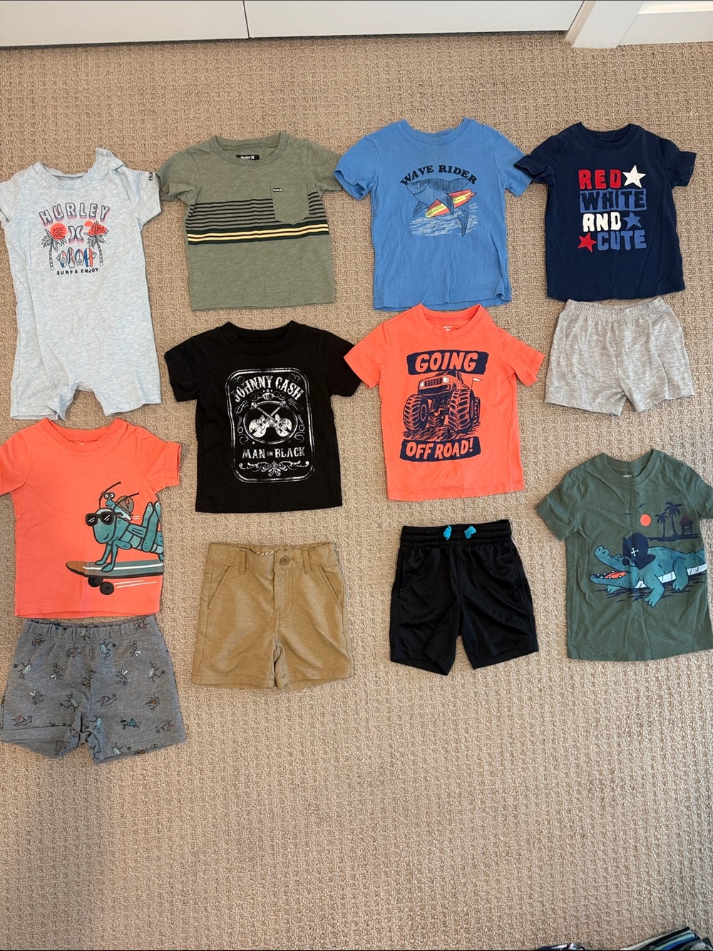18M Boys Bundle Hurley, Carters, Cat & Jack, Osh Kosh 12 Pieces